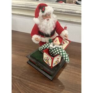 Holiday Creations Santa snd Jack-in-the-Box Plays Christmas Music 1983 Used